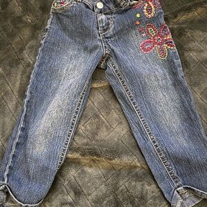 Faded Glory Blue Embroidered toddler Cropped Jeans